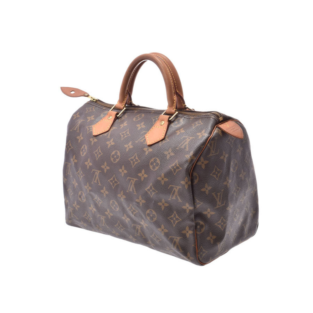 Louis Vuitton Monogram Speedy Handbag Brown Leather
